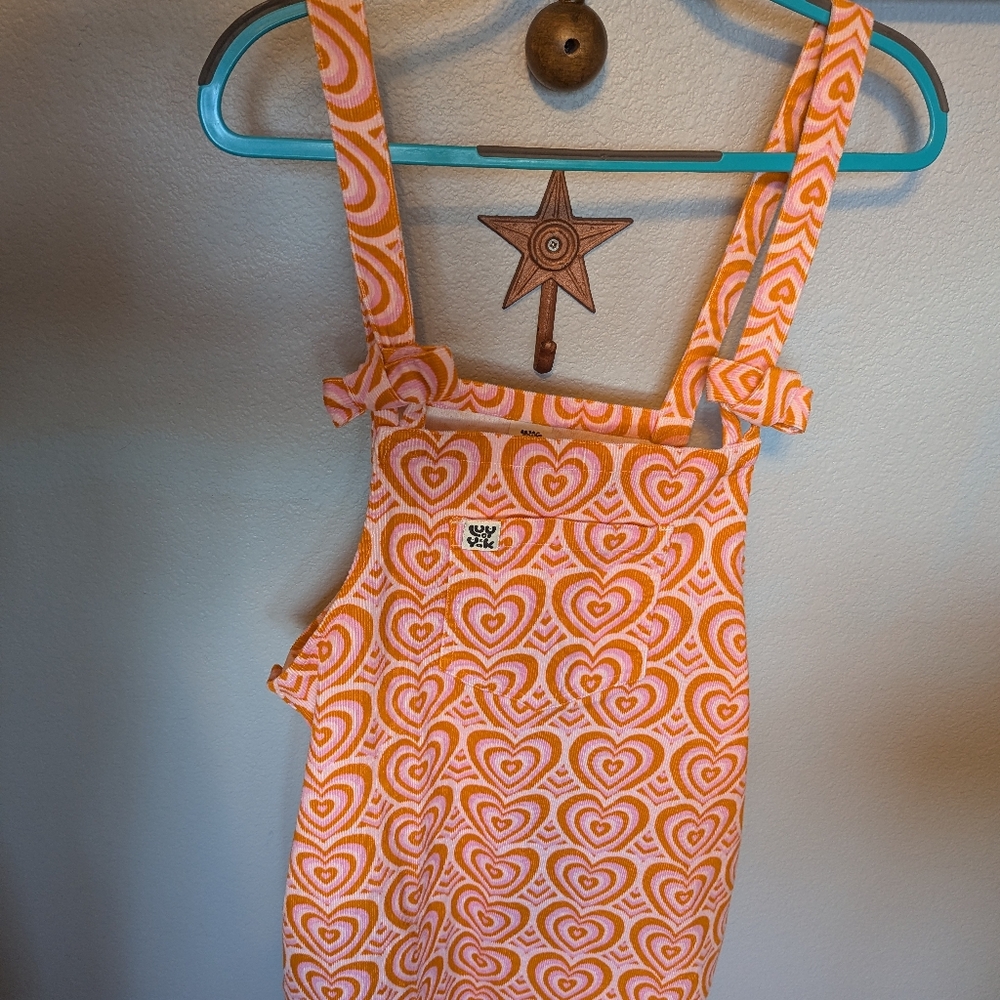 Lucy & Yak Mini-Pini in Limited Edition Orange and Pink Heart Print